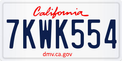 CA license plate 7KWK554