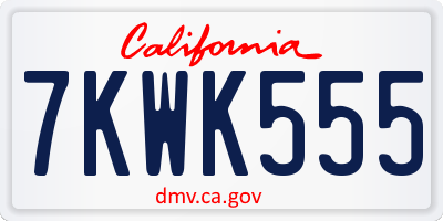 CA license plate 7KWK555