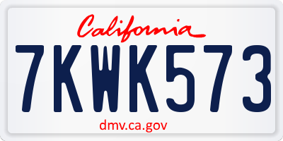 CA license plate 7KWK573