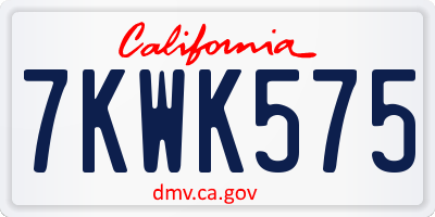 CA license plate 7KWK575