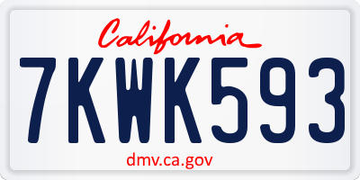 CA license plate 7KWK593
