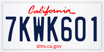 CA license plate 7KWK601