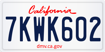 CA license plate 7KWK602