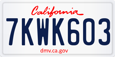 CA license plate 7KWK603
