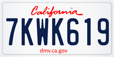 CA license plate 7KWK619
