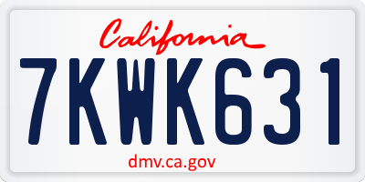 CA license plate 7KWK631
