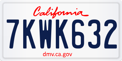 CA license plate 7KWK632