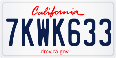 CA license plate 7KWK633