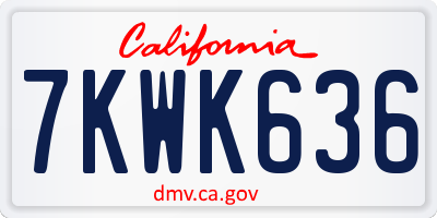CA license plate 7KWK636