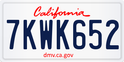 CA license plate 7KWK652