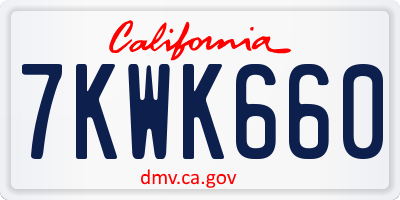 CA license plate 7KWK660