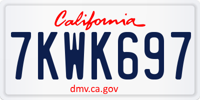 CA license plate 7KWK697