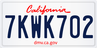 CA license plate 7KWK702