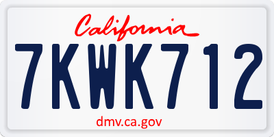 CA license plate 7KWK712