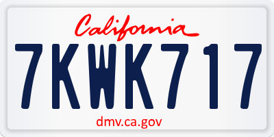 CA license plate 7KWK717