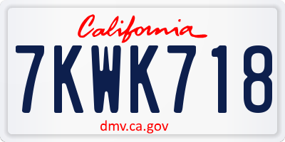CA license plate 7KWK718