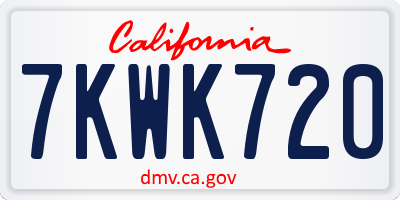 CA license plate 7KWK720
