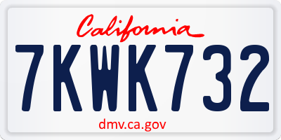 CA license plate 7KWK732