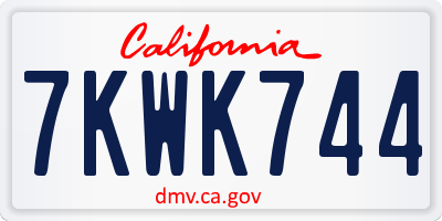 CA license plate 7KWK744