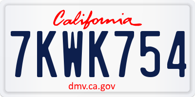 CA license plate 7KWK754