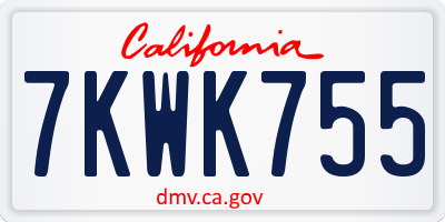 CA license plate 7KWK755