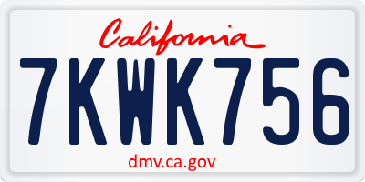 CA license plate 7KWK756