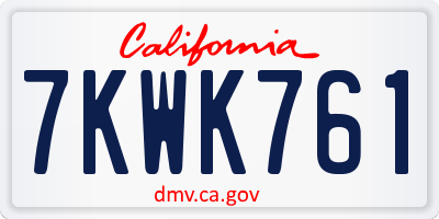 CA license plate 7KWK761
