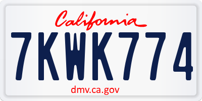 CA license plate 7KWK774