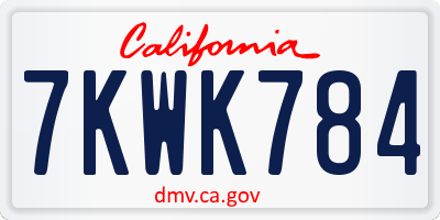 CA license plate 7KWK784
