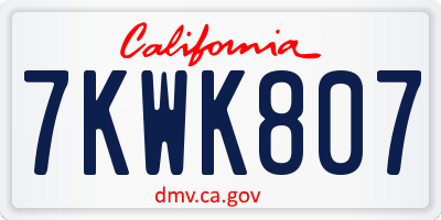 CA license plate 7KWK807