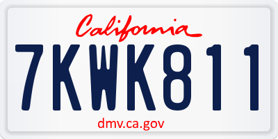CA license plate 7KWK811