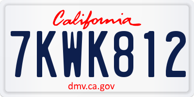 CA license plate 7KWK812