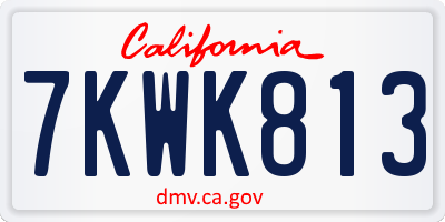 CA license plate 7KWK813