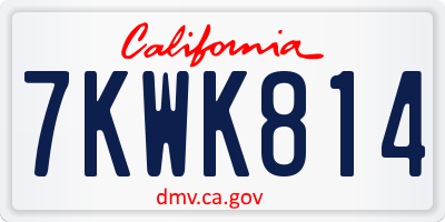 CA license plate 7KWK814