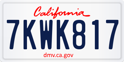CA license plate 7KWK817
