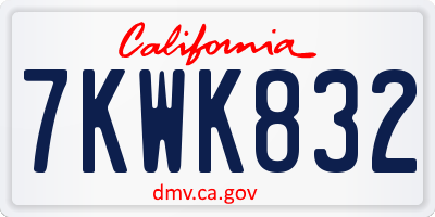 CA license plate 7KWK832