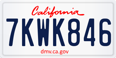 CA license plate 7KWK846