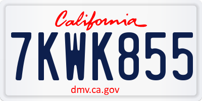 CA license plate 7KWK855