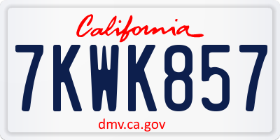 CA license plate 7KWK857