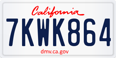 CA license plate 7KWK864