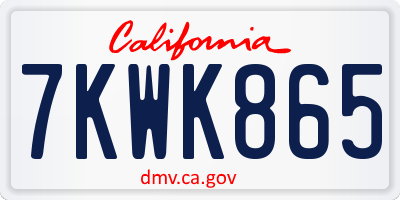 CA license plate 7KWK865