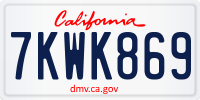 CA license plate 7KWK869