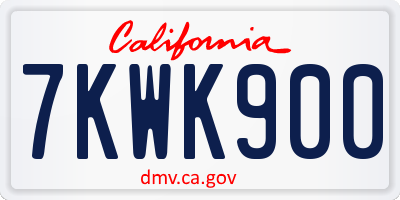 CA license plate 7KWK900