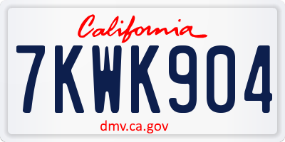 CA license plate 7KWK904