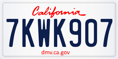 CA license plate 7KWK907