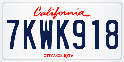 CA license plate 7KWK918