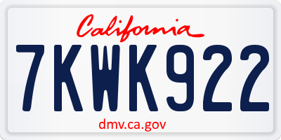 CA license plate 7KWK922