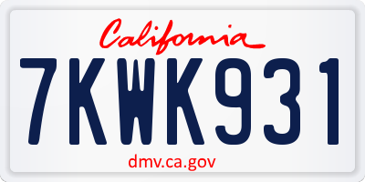CA license plate 7KWK931