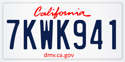 CA license plate 7KWK941