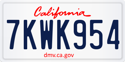 CA license plate 7KWK954